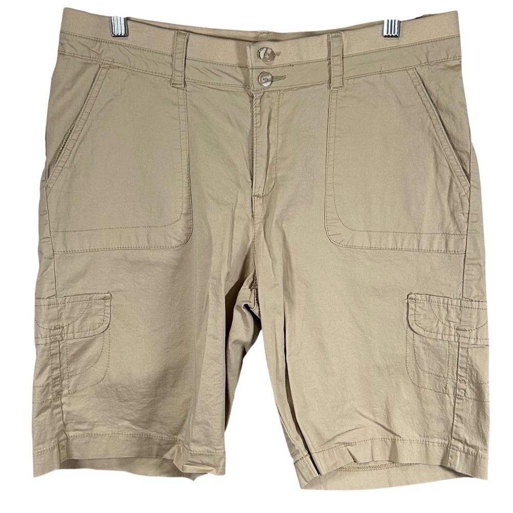 Lee Relaxed Fit Cargo Shorts Khaki Tan Stretch Cotton Size 12 Medium